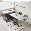 Modern Dining Table Set With Marble Top Black Chairs And Metal Legs