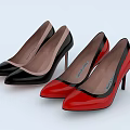 Stylish Black And Red Patent Leather Stiletto High Heel Shoes For Women