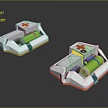 Medical Emergency Structure Featuring Red Cross Green Cylinder And White Base