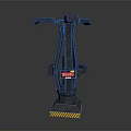 Black Fitness Equipment With Armrests Blue Display And Warning Striped Base