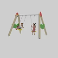 Kids Playing On Swings With Reptile Themed Decor In Outdoor Play Area