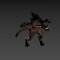Fierce Game Movie Monster Character With Spiked Head Fanged Mouth And Muscular Body