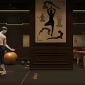Bellolife Fitness Club Lounge With Wooden Walls Chandelier Seating And Floor Lines