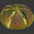 Freshly Baked Round Artisan Bread With Golden Crust And Cheese Filling