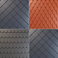 Assorted Color Roof Tiles Featuring Diamond Fish Scale And Scalloped Patterns 3d model