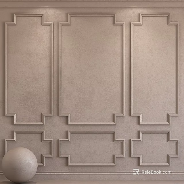 Elegant Modern Wall Molding Components With Geometric Frame Design For Interior 3d model