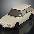 Vintage Beige Hatchback Car Featuring Sleek Body Black Wheels Headlights And Shiny Finish