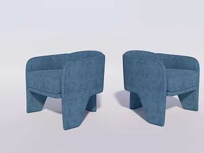 Stylish Modern Blue Accent Chair With Curved Arms Backrest And Geometric Legs 3d model