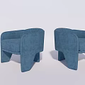 Stylish Modern Blue Accent Chair With Curved Arms Backrest And Geometric Legs