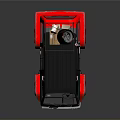 Customized Red And Black Bus Featuring Roof Equipment Racing Style Graphics And Number Thirteen