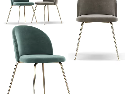 Modern Velvet Stools In Teal Gray And Brown With Metal Legs And Comfortable Seats 3d model