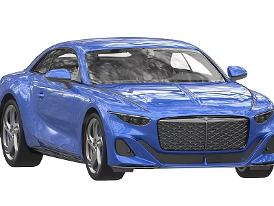 Blue Sports Car With Sleek Aerodynamic Body And Modern Front Grille Design 3d model