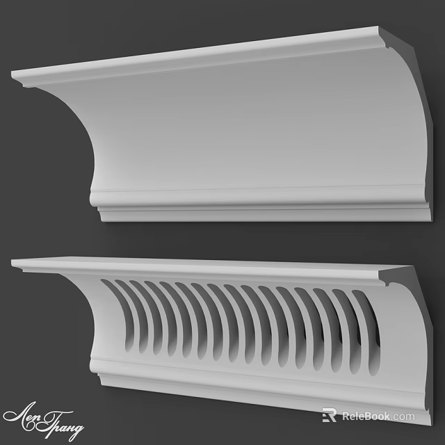 Decorative White Architectural Components Featuring Smooth Surface And Curved Hollow Patterns 3d model 