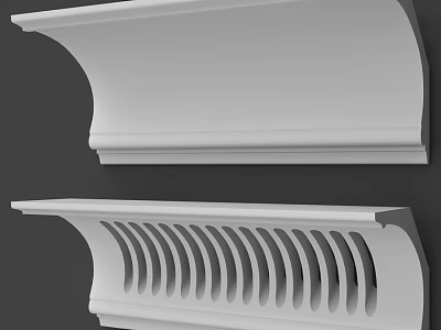 Decorative White Architectural Components Featuring Smooth Surface And Curved Hollow Patterns 3d model