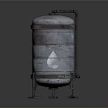 Industrial Metal Cylindrical Storage Tank With Stand And Top Pipe Structure