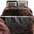 Cozy Double Bed With Brown Velvet Quilt Gray Brown Pillows And Dark Blanket