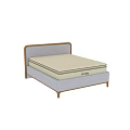 Double Bed With Gray Upholstered Headboard Beige Oneda Mattress And Sturdy Frame