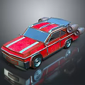 Red Futuristic Space Car With Rocket Engines And Aerodynamic Exterior Design
