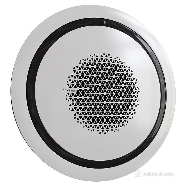TREBLAB Circular Audio Speaker With White Body And Black Triangular Grille Design 3d model 