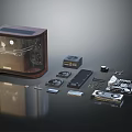 Dark Computer Case With Scattered PC Components Like Fans Motherboard And Graphics Card