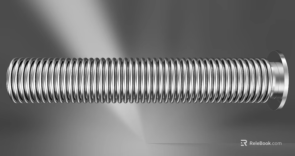 Shiny Silver Metal Coil Spring with Smooth Spiral Structure and Reflective Surface 3d model 
