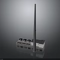 Industrial Facility Model Featuring Tall Chimney And Low Building With Circular Vents