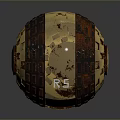Artistic Decorative Sphere Made of Colorful Tile Squares With Mirrored Panel On Dark Background Reflection