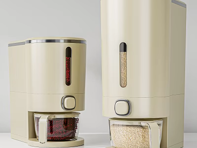 Kitchen Spice Grinders Beige Modern Design With Transparent Bottom Containers For Seasoning 3d model