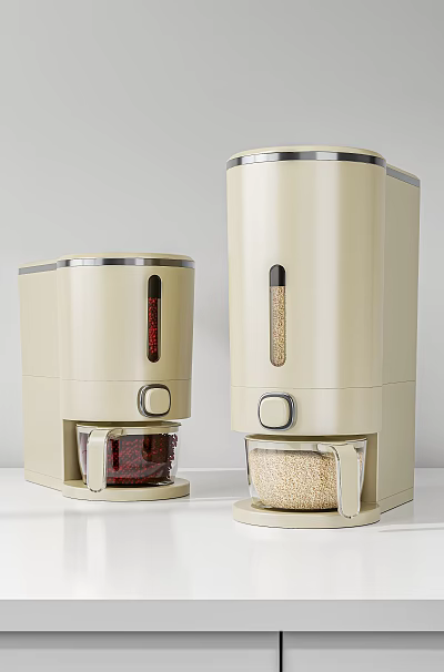 Kitchen Spice Grinders Beige Modern Design With Transparent Bottom Containers For Seasoning 3d model