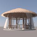 gazebo pavilion thatched cottage thatched pavilion 3d model