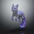 3D Rendered Transparent Purple Fox Skeleton Model With Dynamic Pose And Glossy Surface