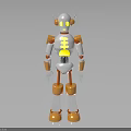 Silver And Orange Robot With Yellow Chest Pattern Glowing Eyes And Articulated Joints