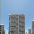 High rise Modern Residential Building With Glass Curtain Wall And Urban Surroundings