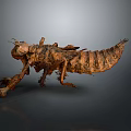 Detailed Brown Insect Larva With Segmented Body And Multiple Legs Isolated On Gray Background