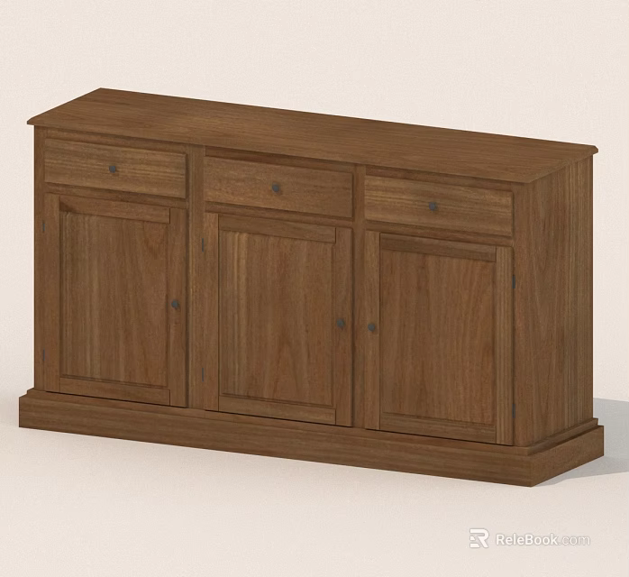 Solid Wooden Storage Cabinet With Drawers And Cabinet Doors For Home Furniture 3d model 