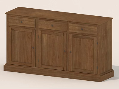 Solid Wooden Storage Cabinet With Drawers And Cabinet Doors For Home Furniture 3d model