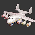 White Passenger Aircraft With Yellow Blue Stripes And Four Engines 3D Render