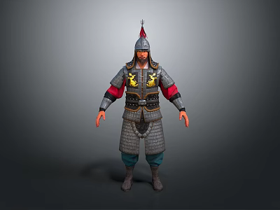 Ancient Warrior in Decorative Armor with Mythical Dragon Creature Standing Together 3d model