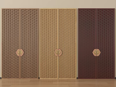 Traditional Style Wall Panels In Multiple Colors With Intricate Patterns And Circular Ornaments 3d model