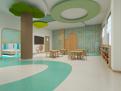 Modern Kindergarten Children's Classroom 3d model