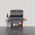 Outdoor Portable Grill with Firewood Wine Bottle Spices on Side Shelf and Storage Bag