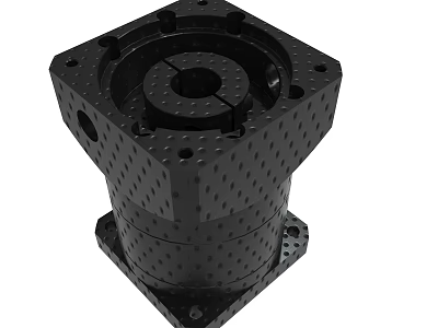 Precision Engineered Black Industrial Mechanical Part With Textured Surface And Mounting Holes 3d model