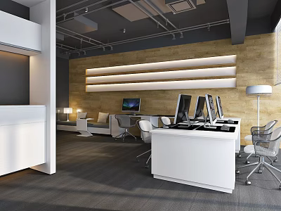 Modern public office area 3d model Modern public office area 3d model