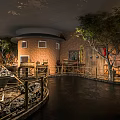 Traditional Cultural Center Interior With Water Feature Trees And Exhibits