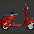 Red vintage motorcycle with black seat chrome details and retro classic design