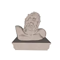 Greek Style Bearded Male Marble Bust Sculpture with Detailed Expressions on Pedestal