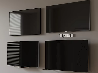 Black Wall Mounted Electronic Screens And Devices For Home Use 3d model