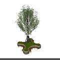 Lush Arbor With Puzzle Shaped Planter And Surrounding Benches In Garden