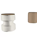 Poliform Modern Stools With White And Brown Pleated Design And Wooden Top In Interior Space