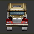 Golden And Red Modern Truck With Streamlined Cab And Shiny Exterior
